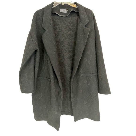 ASTR Jackets & Blazers - ASTR Blazer Women's Medium Jacket Long Open Cardigan‎ Flower Embroidered Black